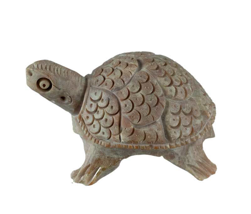 Figurine Tortue En Stéatite – Sculpture Artisanale Faite Main De Varanasi En Inde