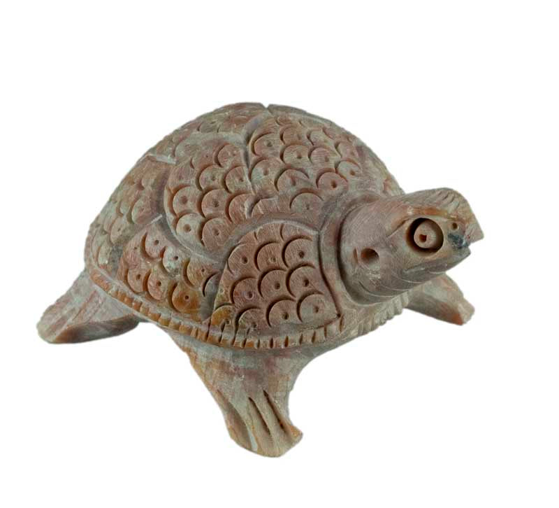 Figurine Tortue En Stéatite – Sculpture Artisanale Faite Main De Varanasi En Inde