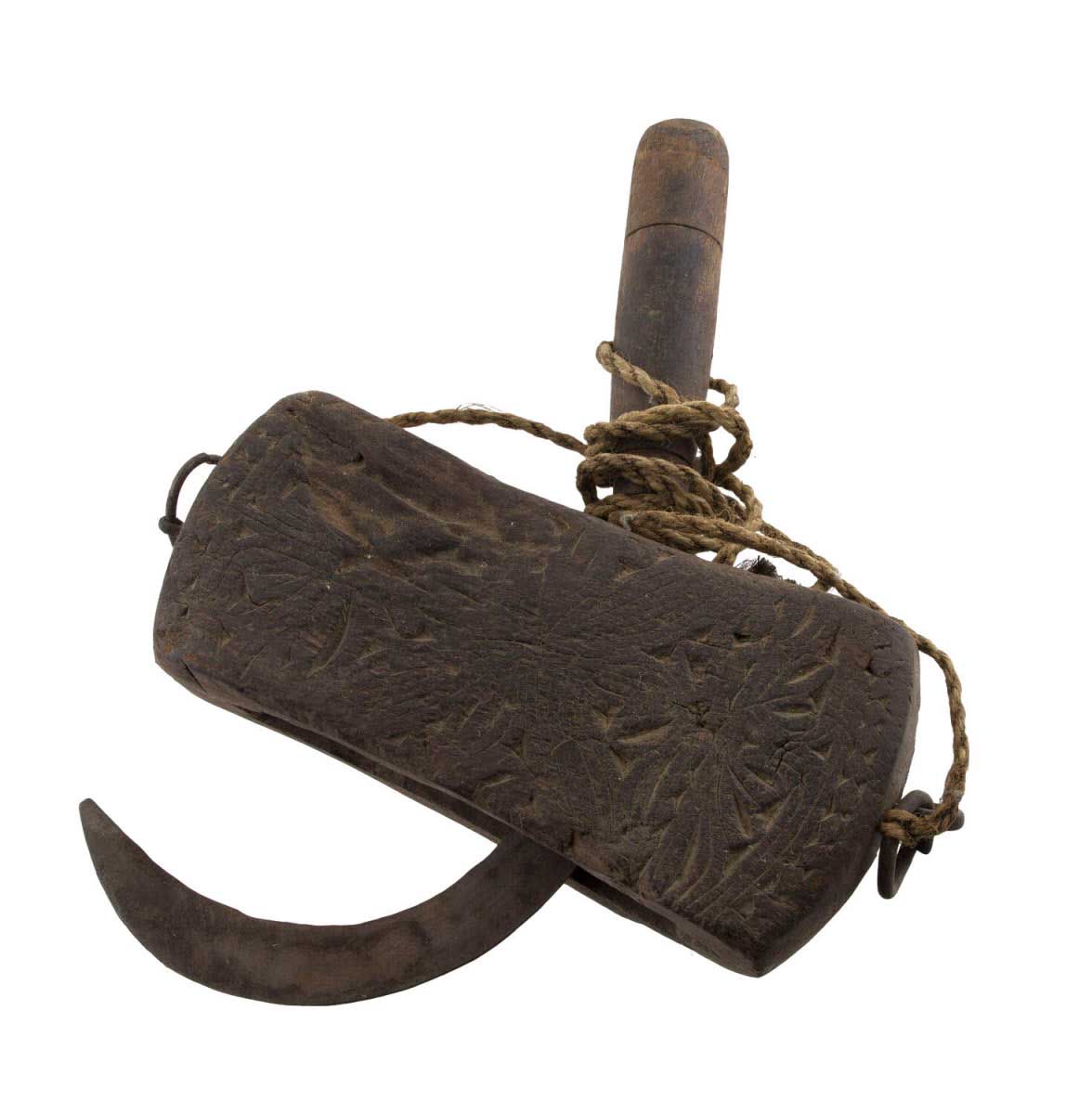 Ancienne Faucille Serpe Tibétaine Avec Étui en Bois – Outil Agricole de l’Himalaya