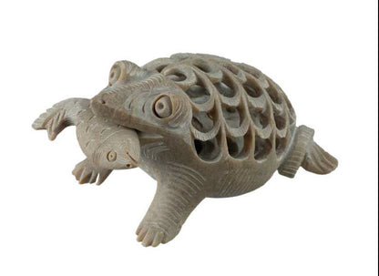 Statuette Grenouille, Crapaud et Poisson En Stéatite Sculptée – Artisanat Indien