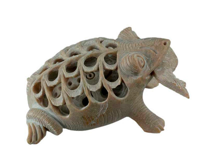 Statuette Grenouille, Crapaud et Poisson En Stéatite Sculptée – Artisanat Indien