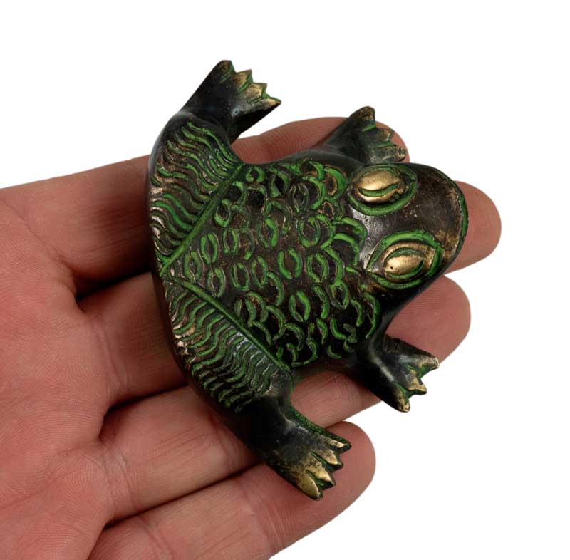 Figurine Grenouille En Laiton – Artisanat Indien