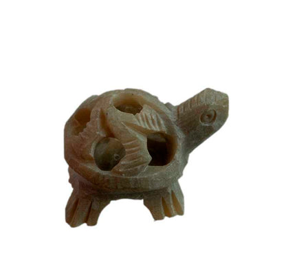 Figurine Tortue Miniature En Stéatite – Sculpture Artisanale De Varanasi En Inde