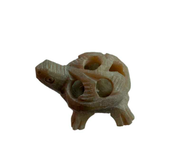 Figurine Tortue Miniature En Stéatite – Sculpture Artisanale De Varanasi En Inde