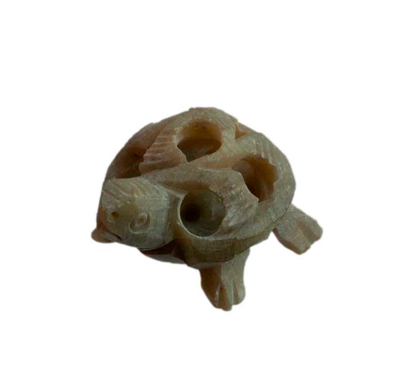 Figurine Tortue Miniature En Stéatite – Sculpture Artisanale De Varanasi En Inde