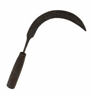 Ancienne Faucille Serpe Tibétaine Avec Étui en Bois – Outil Agricole de l’Himalaya