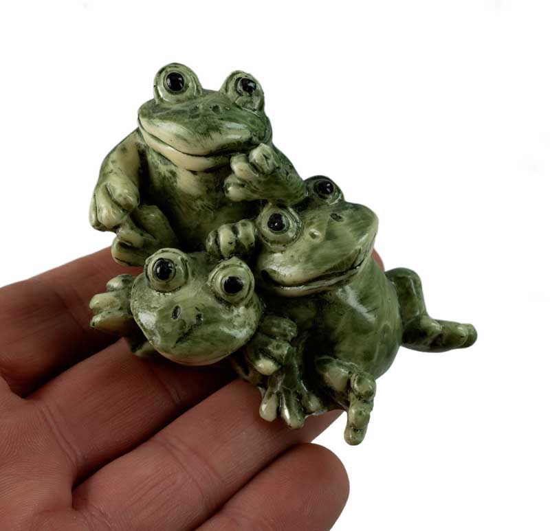 Figurine Trio de Grenouilles En Résine – Décoration Originale
