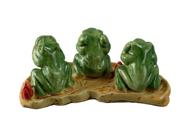 Figurine Grenouille Trois Sages En Résine – Les Trois Singes De La Sagesse