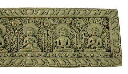 Décoration Murale Cinq Dhyani Bouddhas en Résine Turquoise – Artisanat Népalais
