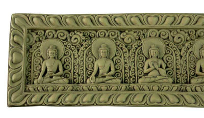 Décoration Murale Cinq Dhyani Bouddhas en Résine Turquoise – Artisanat Népalais