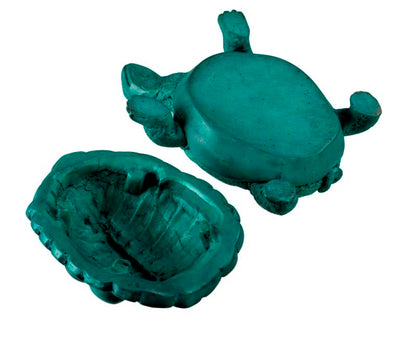 Boîte À Bijoux Tortue En Résine Bleu Turquoise – Artisanat Népalais