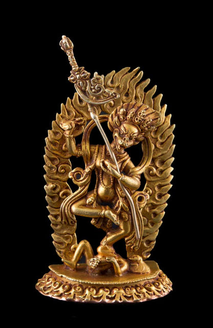 Statue de Dakini Singha Mukha Senge Dongma en cuivre doré – Divinité protectrice du bouddhisme tibétain
