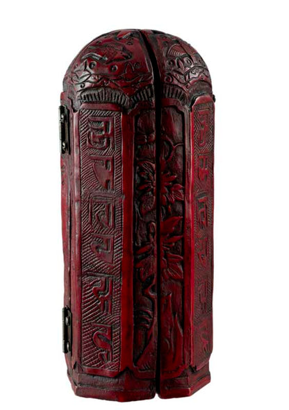 Autel de voyage bouddhiste triptyque 20 cm – sanctuaire portatif en résine sculptée