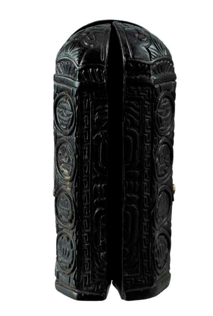 Autel Bouddhiste Triptyque Bouddha – Temple de Voyage en résine noire du Népal