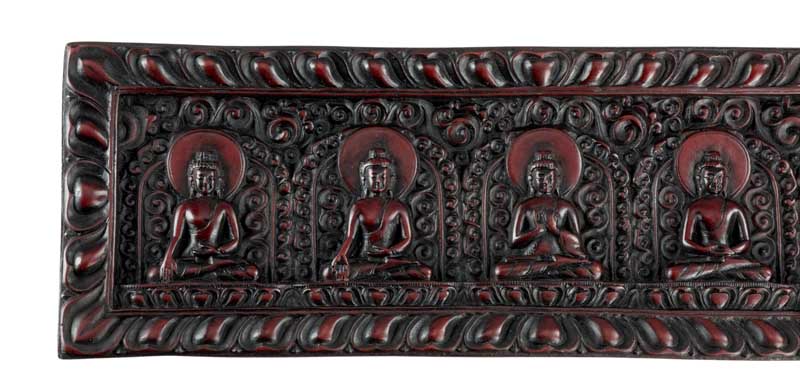 Décoration Murale Cinq Dhyani Bouddhas en Résine Bordeaux 29 cm