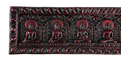 Décoration Murale Cinq Dhyani Bouddhas en Résine Bordeaux 29 cm