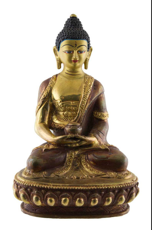 Statue tibétaine de Bouddha Amitabha en bronze – Bouddha de la Lumière Infinie