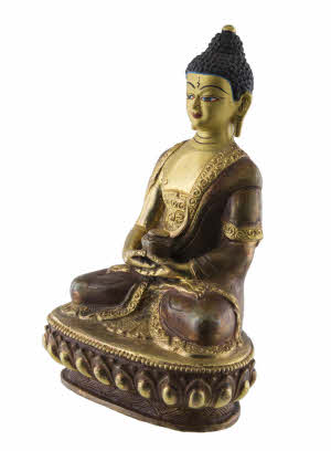 Statue tibétaine de Bouddha Amitabha en bronze – Bouddha de la Lumière Infinie