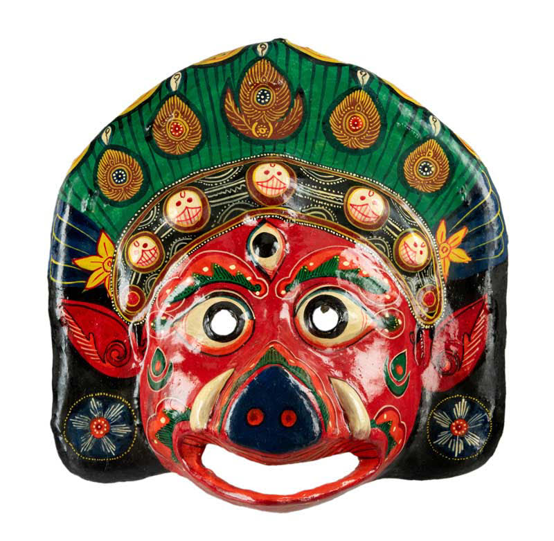 Masque Vahari – Déesse Hindoue Zoomorphe Du Festival Indra Jatra