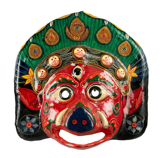 Masque Vahari – Déesse Hindoue Zoomorphe Du Festival Indra Jatra
