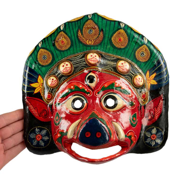 Masque Vahari – Déesse Hindoue Zoomorphe Du Festival Indra Jatra