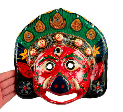 Masque Vahari – Déesse Hindoue Zoomorphe Du Festival Indra Jatra