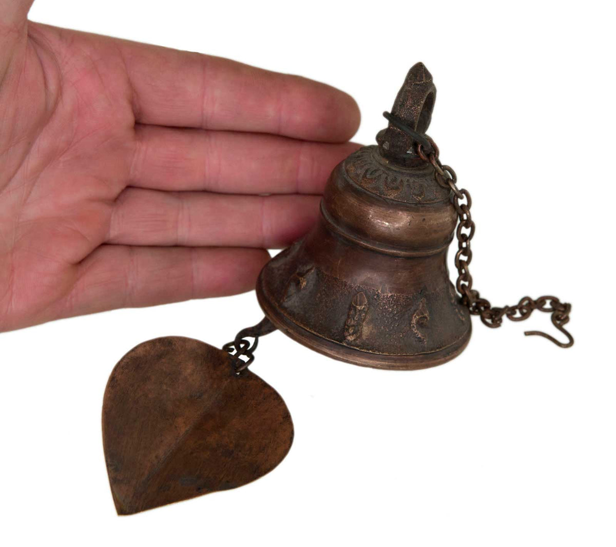 Cloche à Vent Bouddhique avec Feuille de Lotus – Grande Cloche en Alliage Bronzier