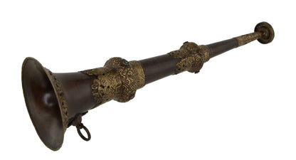 Trompette tibétaine Dungchen en cuivre et laiton – Instrument rituel artisanal