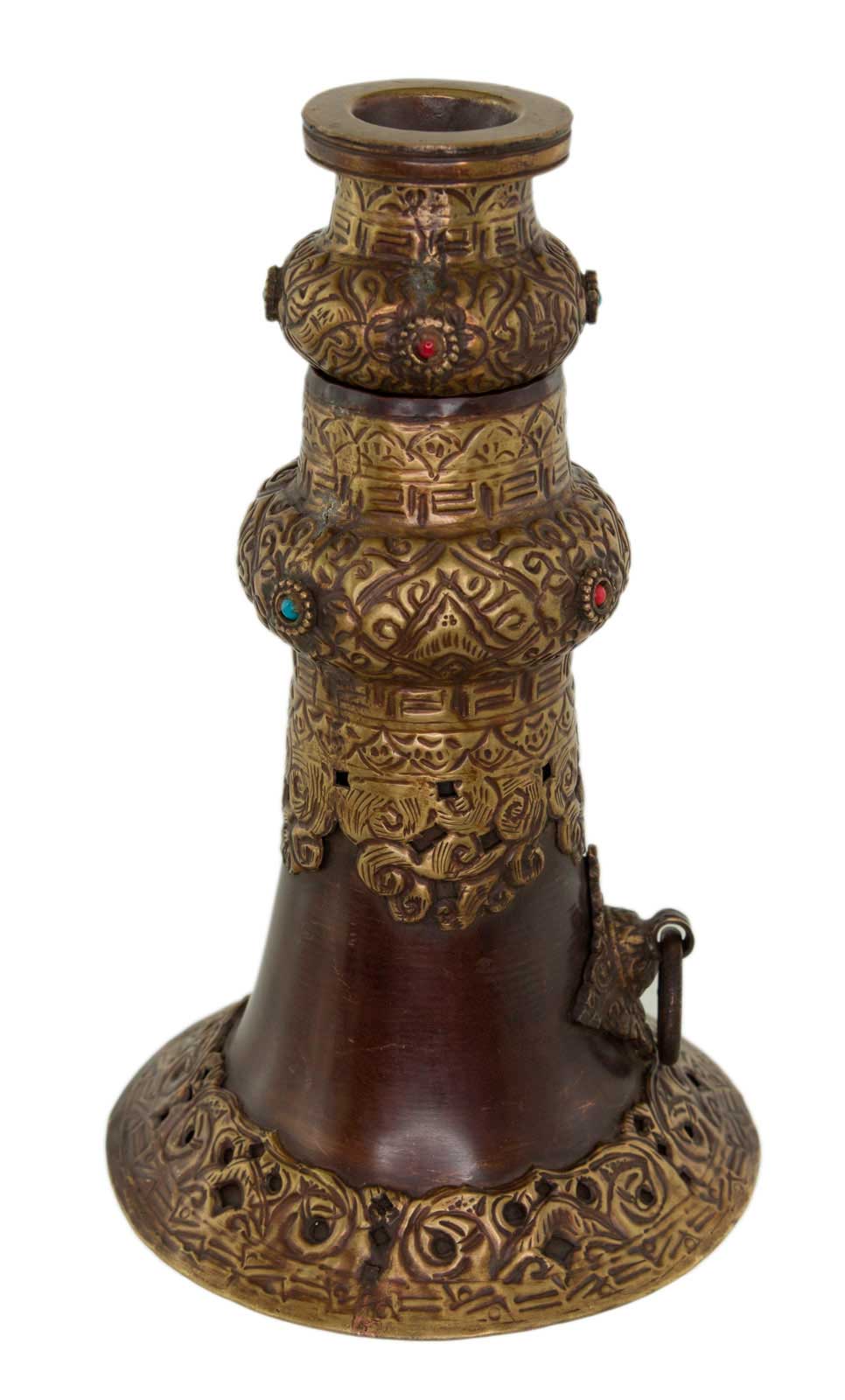 Trompette tibétaine Dungchen en cuivre et laiton – Instrument rituel artisanal