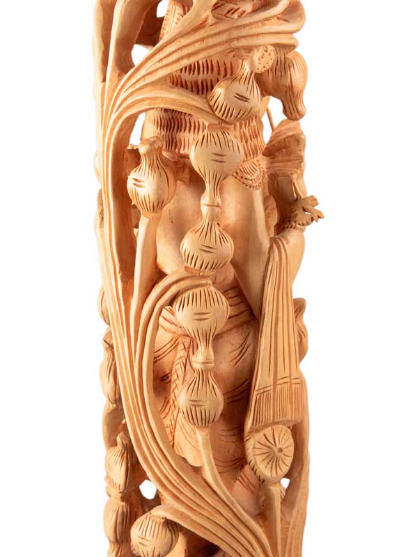 Statue de Krishna en Bois – Dieu Hindou Joueur de Flûte, Artisanat Indien