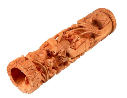 Statue de Krishna en Bois – Dieu Hindou Joueur de Flûte, Artisanat Indien