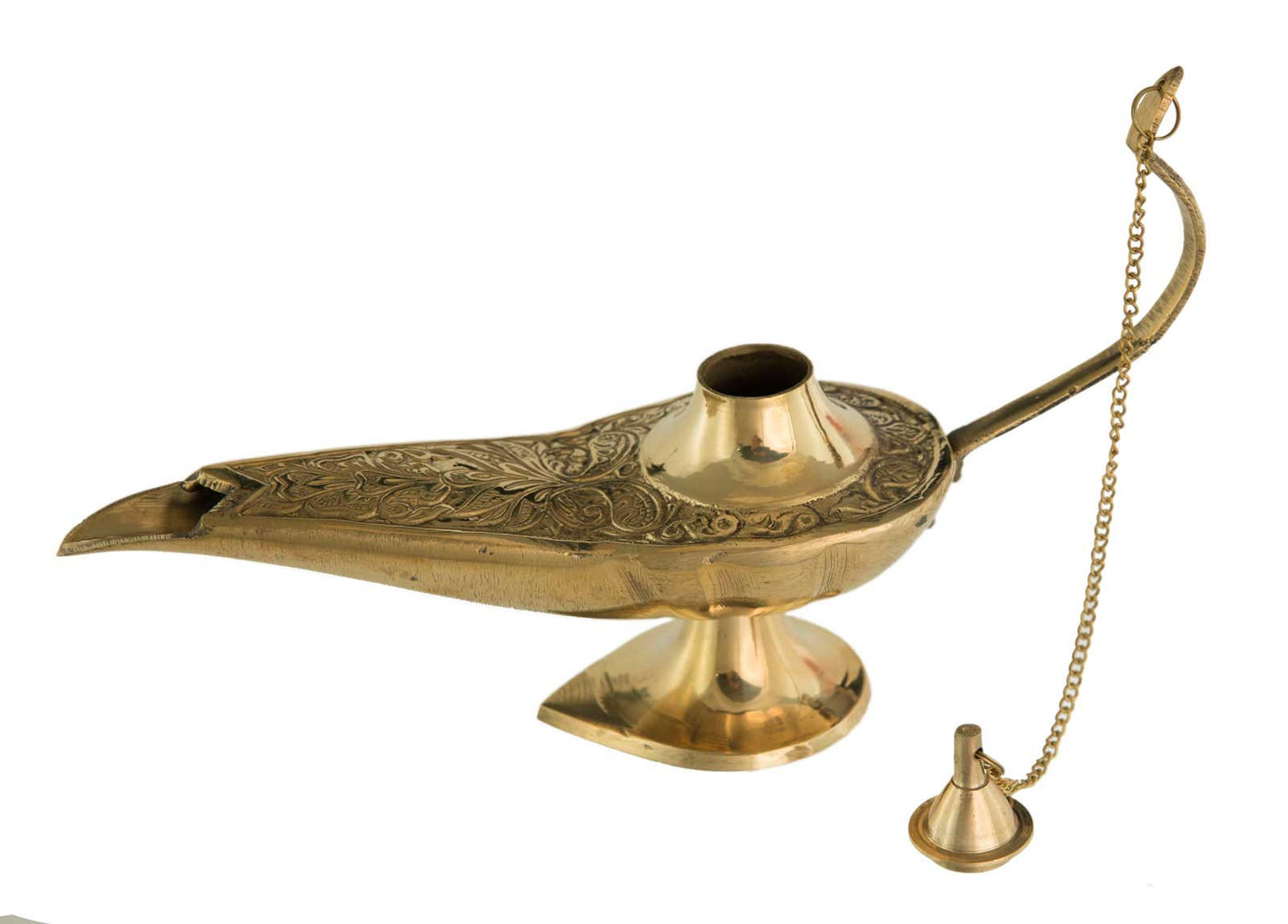 Grande Lampe d’Aladin en Laiton 30 cm – Patine Brune et Verte – 100 % Fait Main en Inde