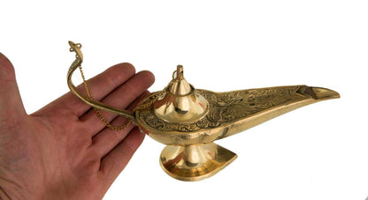Grande Lampe d’Aladin en Laiton 30 cm – Patine Brune et Verte – 100 % Fait Main en Inde