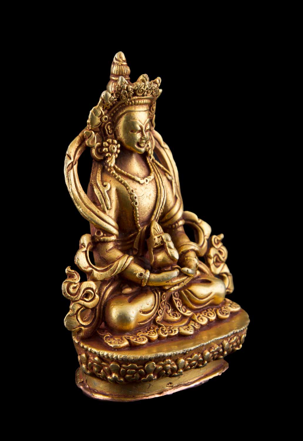 Statue Aparmita Amitayus en alliage de cuivre doré – Bouddha de la longévité et de la sagesse