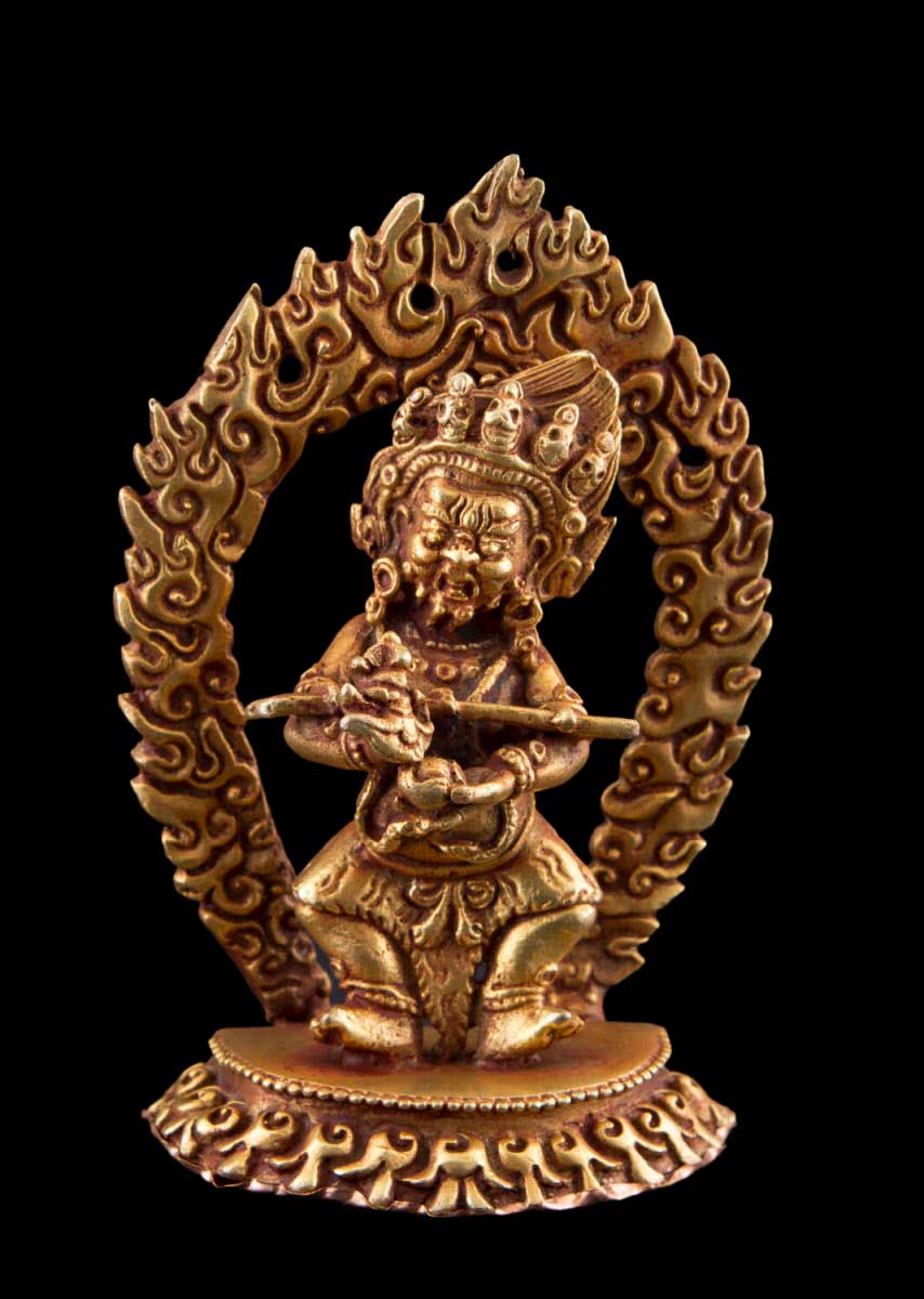 Statue de Mahakala en cuivre doré – Protecteur spirituel du bouddhisme tibétain