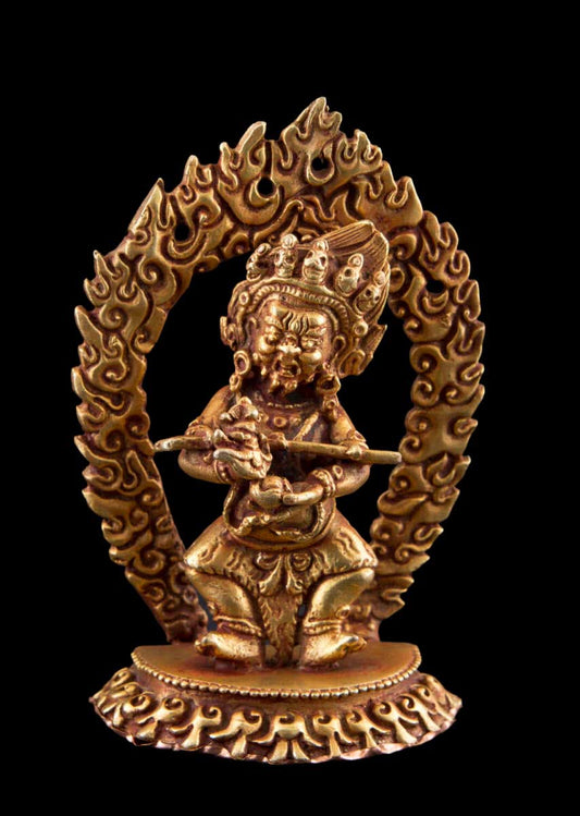 Statue de Mahakala en cuivre doré – Protecteur spirituel du bouddhisme tibétain
