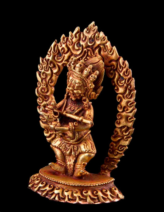 Statue de Mahakala en cuivre doré – Protecteur spirituel du bouddhisme tibétain