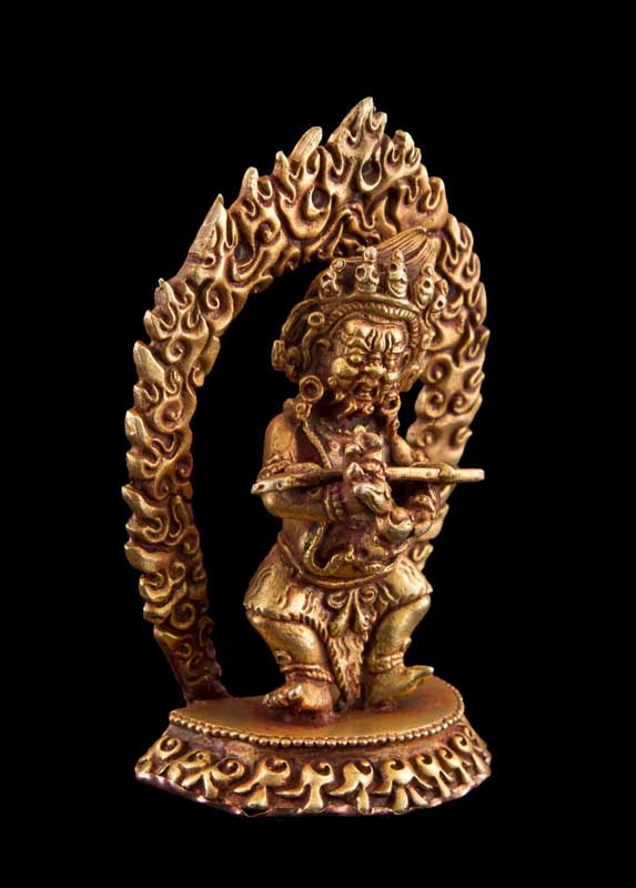 Statue de Mahakala en cuivre doré – Protecteur spirituel du bouddhisme tibétain