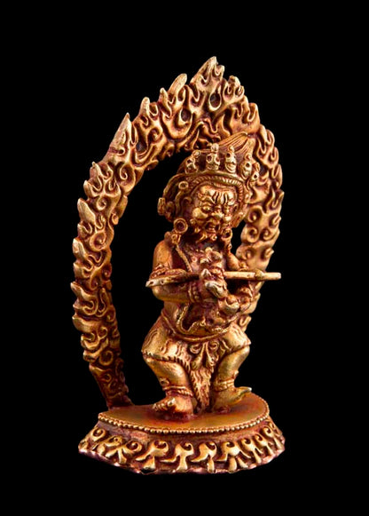 Statue de Mahakala en cuivre doré – Protecteur spirituel du bouddhisme tibétain