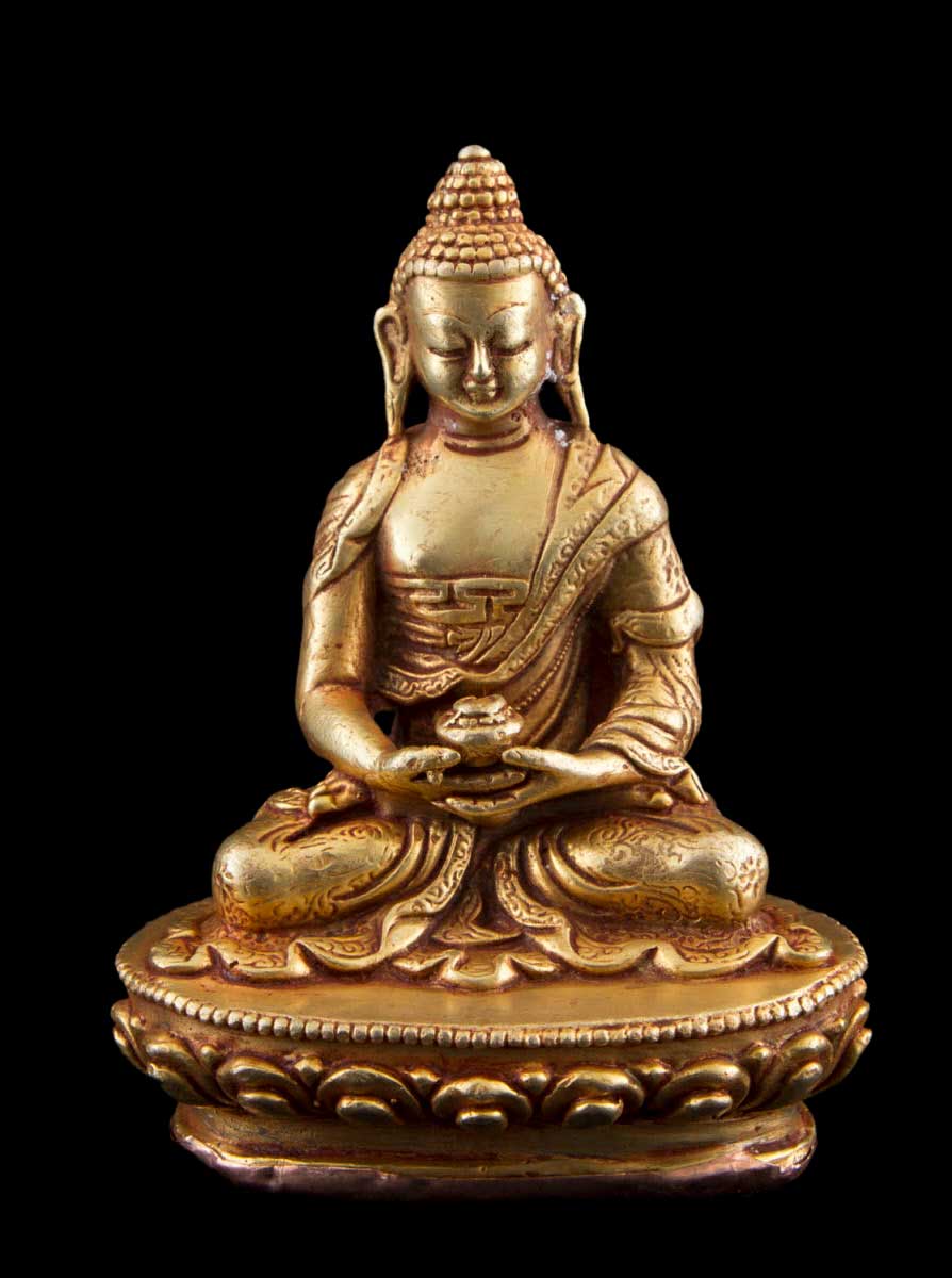 Statue de Bouddha Amitabha en cuivre doré – Artisanat tibétain du Népal