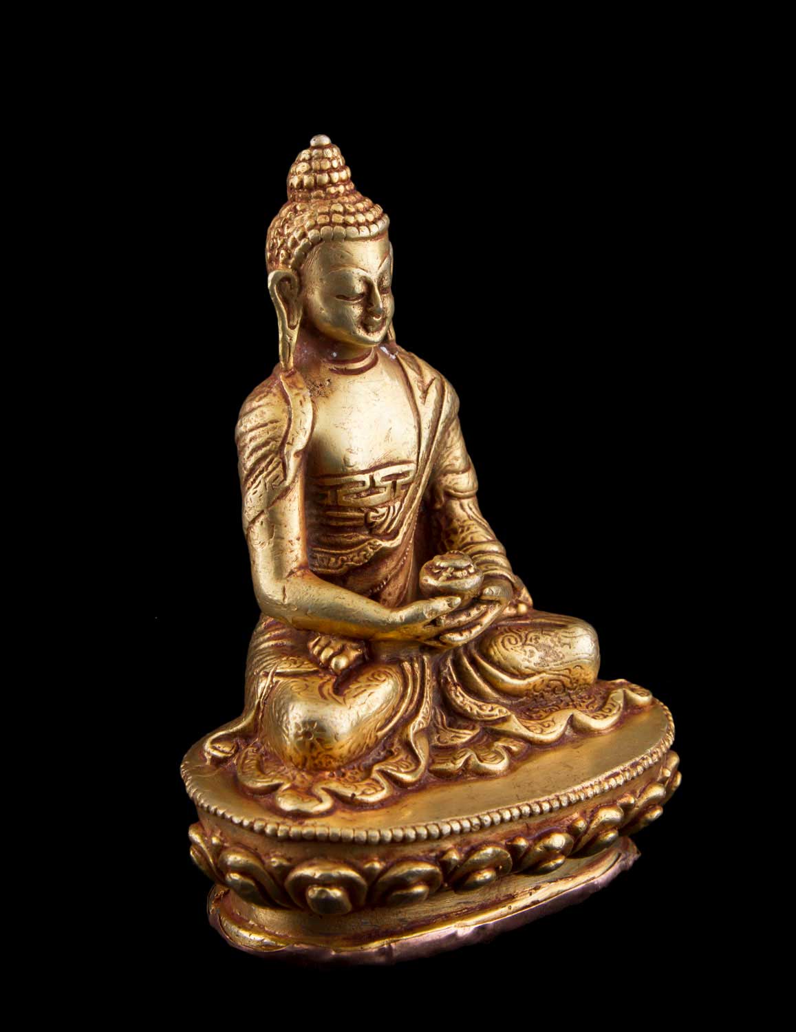 Statue de Bouddha Amitabha en cuivre doré – Artisanat tibétain du Népal