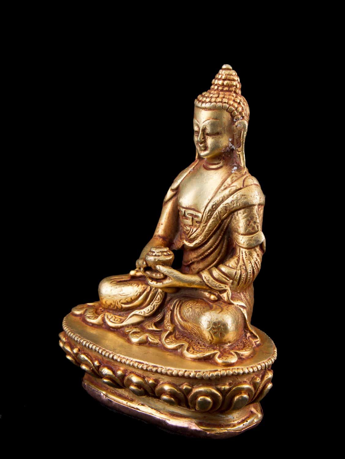 Statue de Bouddha Amitabha en cuivre doré – Artisanat tibétain du Népal