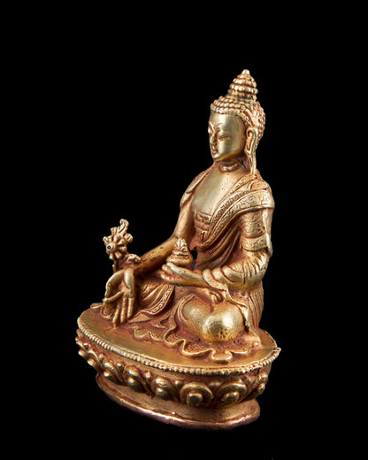 Statue du Bouddha de la Médecine en cuivre doré – Artisanat tibétain du Népal