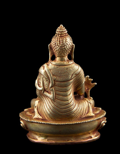 Statue du Bouddha de la Médecine en cuivre doré – Artisanat tibétain du Népal