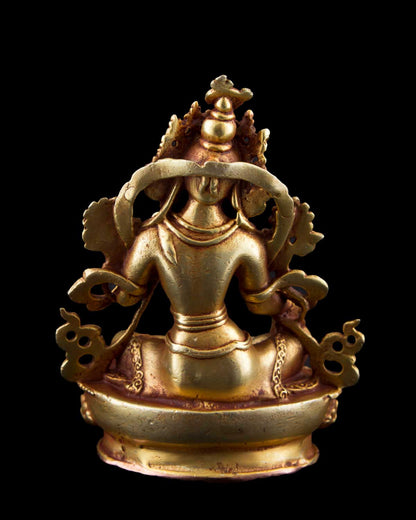 Statuette Bouddhiste Tara Verte En Cuivre Doré – Artisanat Du Népal