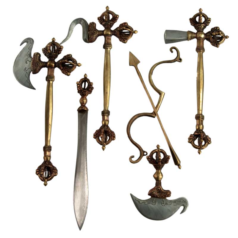 Ensemble de 14 Outils Rituels Bouddhistes Tantriques – Set Complet Vajrayana Népalais
