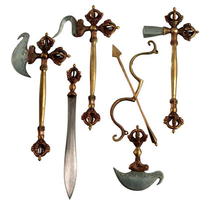 Ensemble de 14 Outils Rituels Bouddhistes Tantriques – Set Complet Vajrayana Népalais