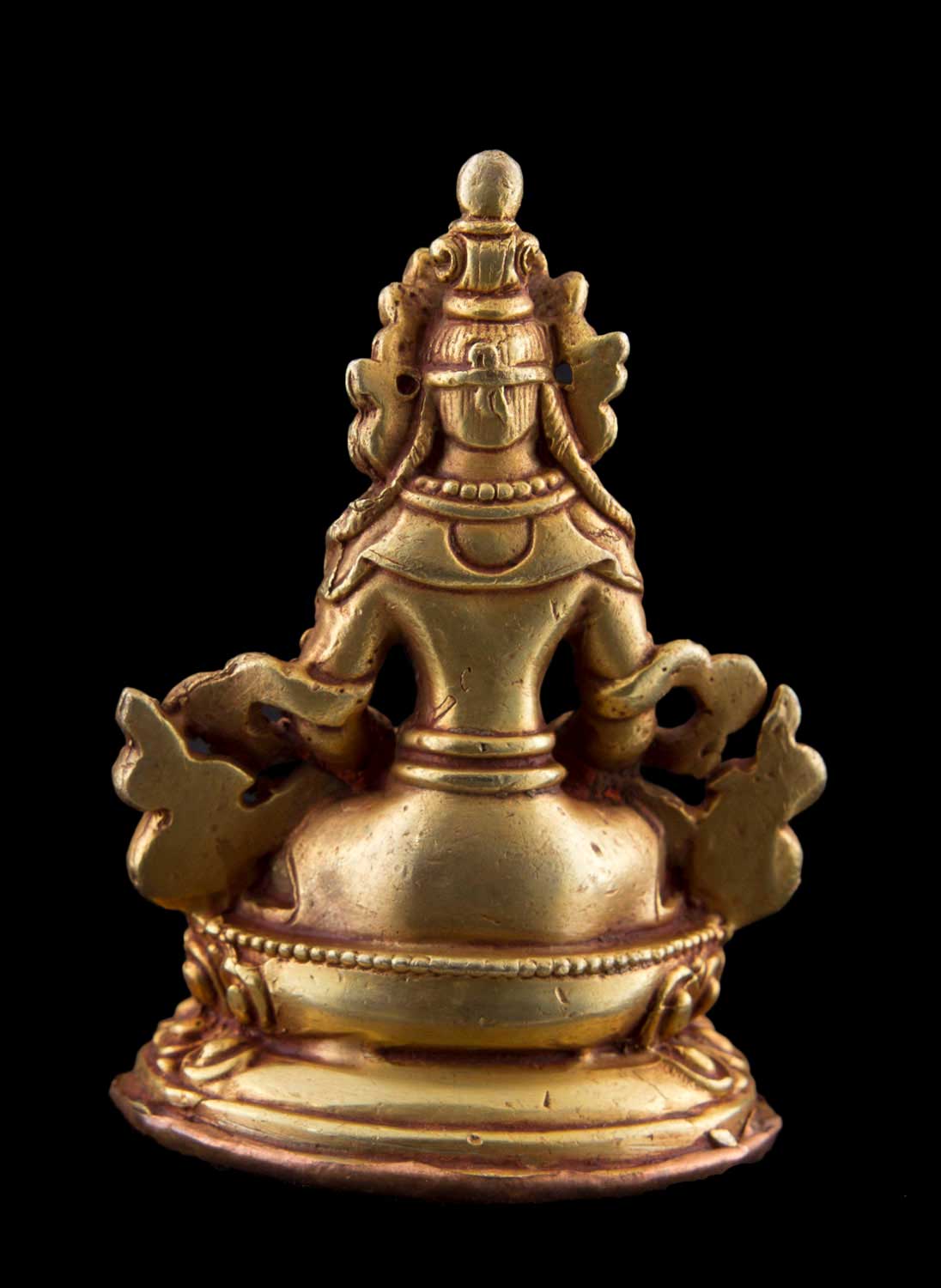 Statue d’Amitayus Aparmita en cuivre doré – Bodhisattva tibétain de la longévité