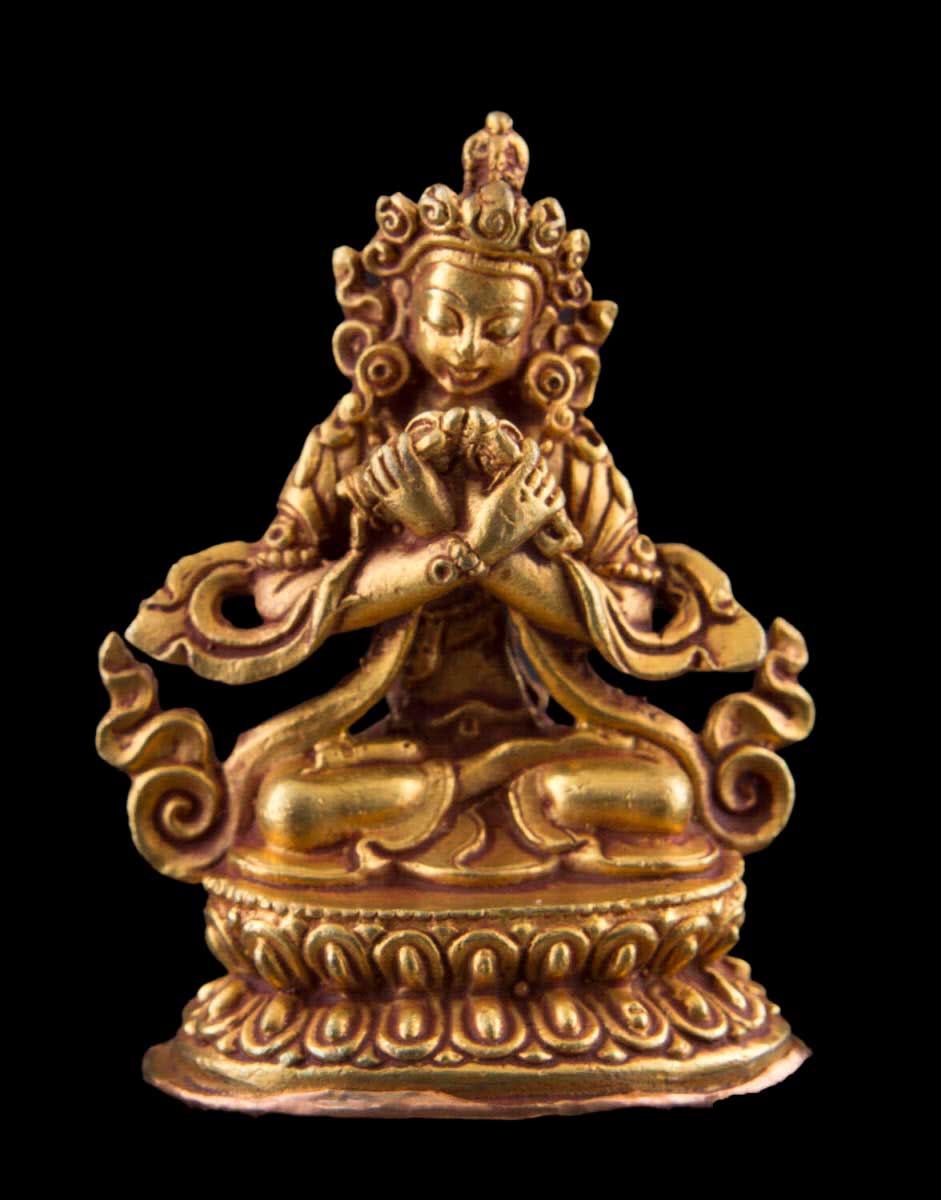 Statue de Vajradhara en cuivre doré – Bodhisattva tibétain de la sagesse ultime