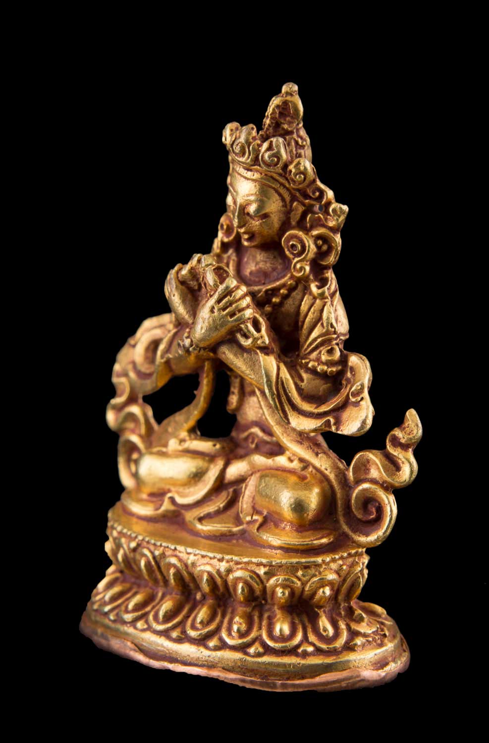 Statue de Vajradhara en cuivre doré – Bodhisattva tibétain de la sagesse ultime